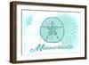 Massachusetts - Sand Dollar - Teal - Coastal Icon-Lantern Press-Framed Art Print