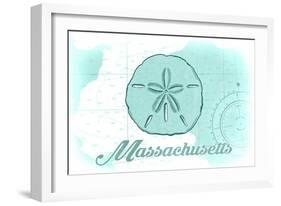 Massachusetts - Sand Dollar - Teal - Coastal Icon-Lantern Press-Framed Art Print