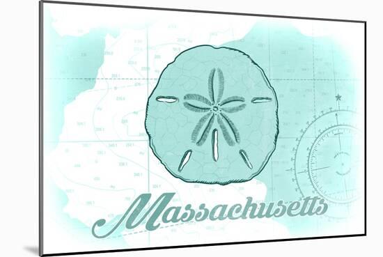 Massachusetts - Sand Dollar - Teal - Coastal Icon-Lantern Press-Mounted Art Print