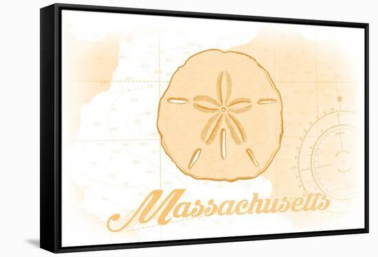 Massachusetts - Sand Dollar - Yellow - Coastal Icon-Lantern Press-Framed Stretched Canvas