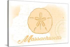 Massachusetts - Sand Dollar - Yellow - Coastal Icon-Lantern Press-Stretched Canvas