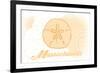 Massachusetts - Sand Dollar - Yellow - Coastal Icon-Lantern Press-Framed Premium Giclee Print
