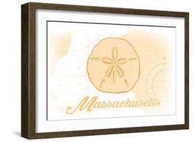 Massachusetts - Sand Dollar - Yellow - Coastal Icon-Lantern Press-Framed Art Print