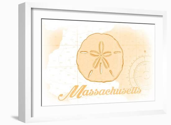 Massachusetts - Sand Dollar - Yellow - Coastal Icon-Lantern Press-Framed Art Print