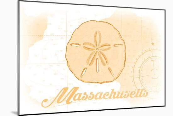 Massachusetts - Sand Dollar - Yellow - Coastal Icon-Lantern Press-Mounted Art Print