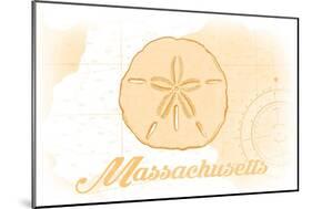 Massachusetts - Sand Dollar - Yellow - Coastal Icon-Lantern Press-Mounted Art Print