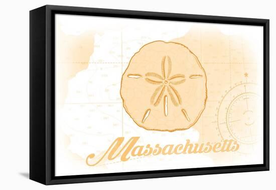 Massachusetts - Sand Dollar - Yellow - Coastal Icon-Lantern Press-Framed Stretched Canvas