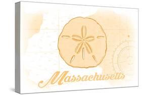 Massachusetts - Sand Dollar - Yellow - Coastal Icon-Lantern Press-Stretched Canvas