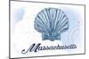 Massachusetts - Scallop Shell - Blue - Coastal Icon-Lantern Press-Mounted Art Print