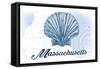 Massachusetts - Scallop Shell - Blue - Coastal Icon-Lantern Press-Framed Stretched Canvas