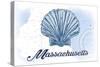 Massachusetts - Scallop Shell - Blue - Coastal Icon-Lantern Press-Stretched Canvas