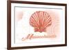 Massachusetts - Scallop Shell - Coral - Coastal Icon-Lantern Press-Framed Premium Giclee Print