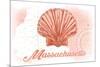 Massachusetts - Scallop Shell - Coral - Coastal Icon-Lantern Press-Mounted Premium Giclee Print