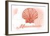 Massachusetts - Scallop Shell - Coral - Coastal Icon-Lantern Press-Framed Art Print