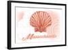 Massachusetts - Scallop Shell - Coral - Coastal Icon-Lantern Press-Framed Art Print