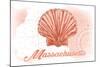 Massachusetts - Scallop Shell - Coral - Coastal Icon-Lantern Press-Mounted Art Print