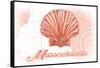 Massachusetts - Scallop Shell - Coral - Coastal Icon-Lantern Press-Framed Stretched Canvas