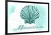 Massachusetts - Scallop Shell - Teal - Coastal Icon-Lantern Press-Framed Premium Giclee Print