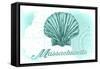 Massachusetts - Scallop Shell - Teal - Coastal Icon-Lantern Press-Framed Stretched Canvas