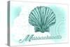 Massachusetts - Scallop Shell - Teal - Coastal Icon-Lantern Press-Stretched Canvas