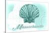 Massachusetts - Scallop Shell - Teal - Coastal Icon-Lantern Press-Stretched Canvas