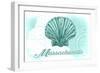 Massachusetts - Scallop Shell - Teal - Coastal Icon-Lantern Press-Framed Art Print