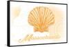 Massachusetts - Scallop Shell - Yellow - Coastal Icon-Lantern Press-Framed Stretched Canvas