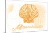 Massachusetts - Scallop Shell - Yellow - Coastal Icon-Lantern Press-Stretched Canvas