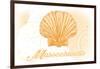 Massachusetts - Scallop Shell - Yellow - Coastal Icon-Lantern Press-Framed Art Print