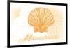 Massachusetts - Scallop Shell - Yellow - Coastal Icon-Lantern Press-Framed Art Print