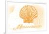 Massachusetts - Scallop Shell - Yellow - Coastal Icon-Lantern Press-Framed Premium Giclee Print