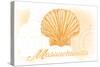 Massachusetts - Scallop Shell - Yellow - Coastal Icon-Lantern Press-Stretched Canvas