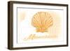 Massachusetts - Scallop Shell - Yellow - Coastal Icon-Lantern Press-Framed Art Print