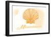 Massachusetts - Scallop Shell - Yellow - Coastal Icon-Lantern Press-Framed Art Print