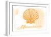 Massachusetts - Scallop Shell - Yellow - Coastal Icon-Lantern Press-Framed Art Print