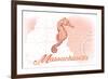 Massachusetts - Seahorse - Coral - Coastal Icon-Lantern Press-Framed Premium Giclee Print