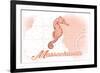 Massachusetts - Seahorse - Coral - Coastal Icon-Lantern Press-Framed Premium Giclee Print