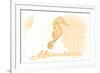 Massachusetts - Seahorse - Yellow - Coastal Icon-Lantern Press-Framed Premium Giclee Print