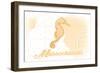 Massachusetts - Seahorse - Yellow - Coastal Icon-Lantern Press-Framed Art Print