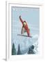 Massachusetts, Snowboarder Jumping-Lantern Press-Framed Art Print