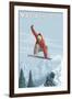 Massachusetts, Snowboarder Jumping-Lantern Press-Framed Art Print