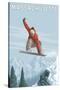 Massachusetts, Snowboarder Jumping-Lantern Press-Stretched Canvas