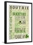 Massachusetts - Southie Typography-Lantern Press-Framed Art Print