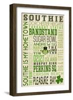 Massachusetts - Southie Typography-Lantern Press-Framed Art Print