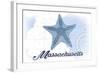 Massachusetts - Starfish - Blue - Coastal Icon-Lantern Press-Framed Art Print