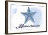 Massachusetts - Starfish - Blue - Coastal Icon-Lantern Press-Framed Art Print