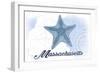 Massachusetts - Starfish - Blue - Coastal Icon-Lantern Press-Framed Art Print