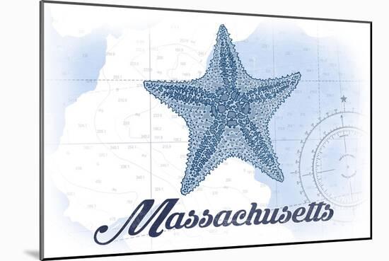 Massachusetts - Starfish - Blue - Coastal Icon-Lantern Press-Mounted Art Print