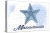 Massachusetts - Starfish - Blue - Coastal Icon-Lantern Press-Stretched Canvas