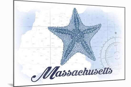 Massachusetts - Starfish - Blue - Coastal Icon-Lantern Press-Mounted Premium Giclee Print